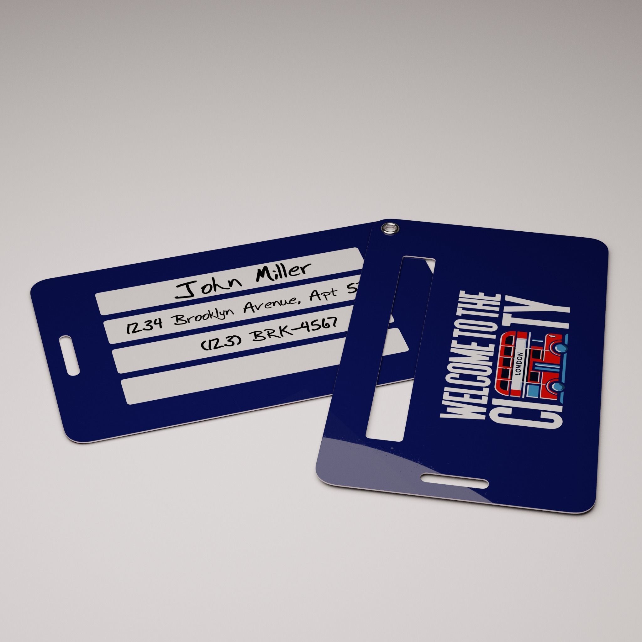 Plastic luggage tag Low-poly 3D model_40