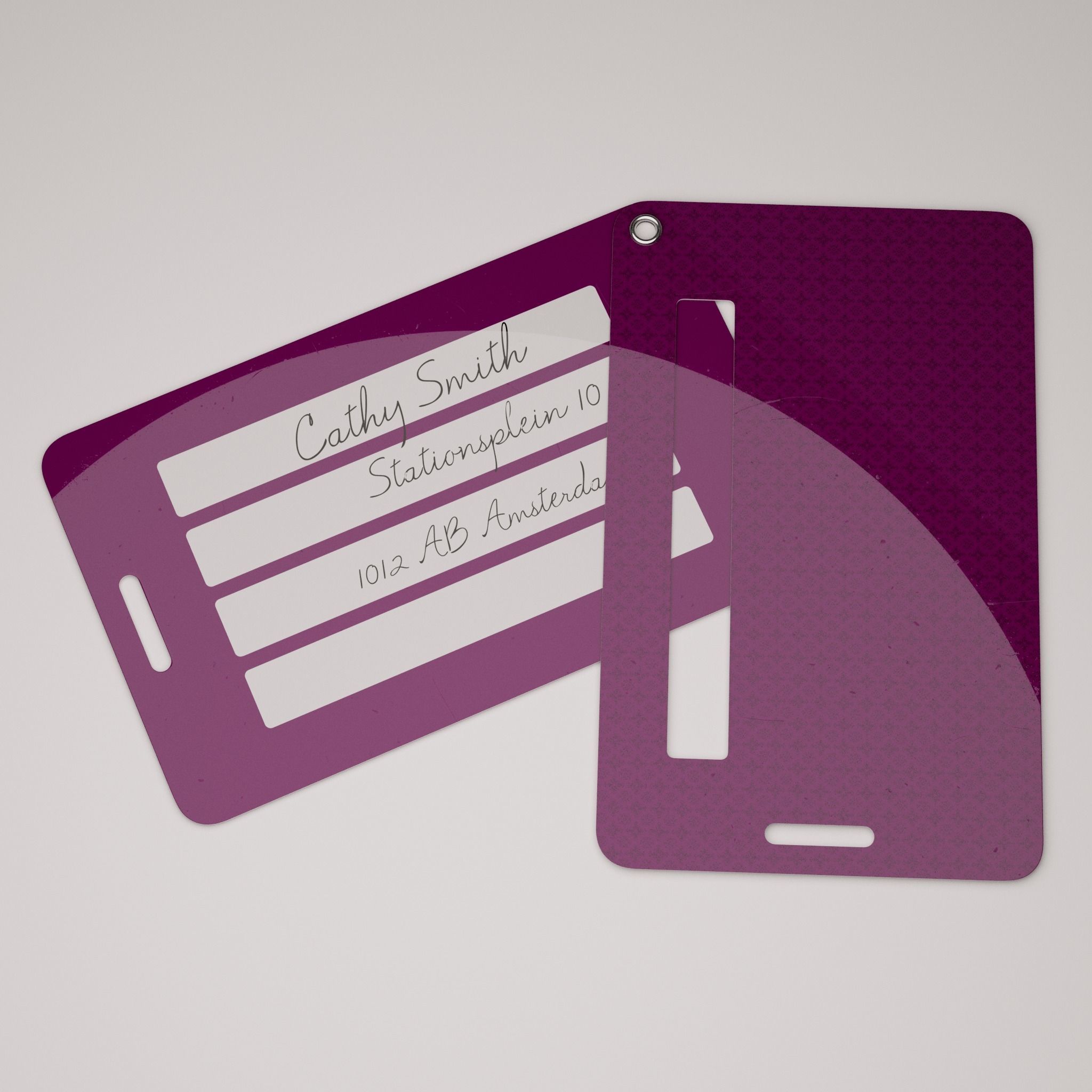 Plastic luggage tag Low-poly 3D model_12