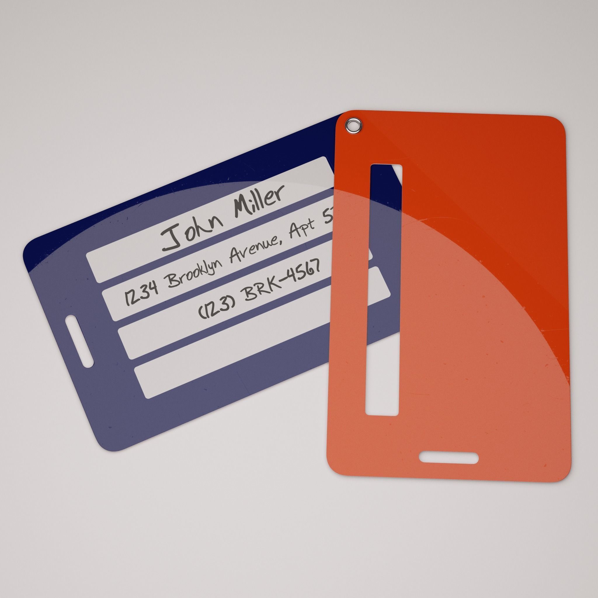 Plastic luggage tag Low-poly 3D model_30