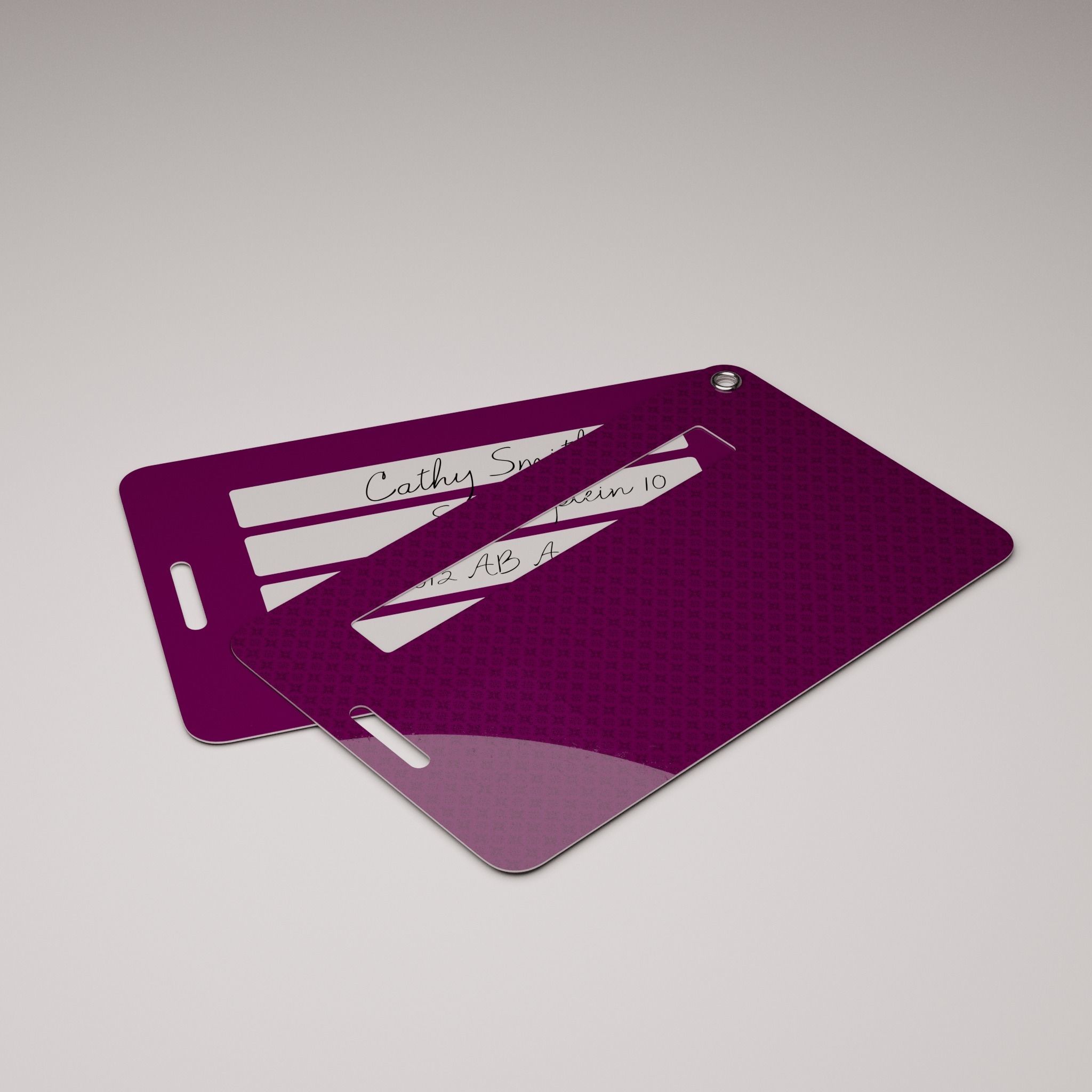 Plastic luggage tag Low-poly 3D model_9