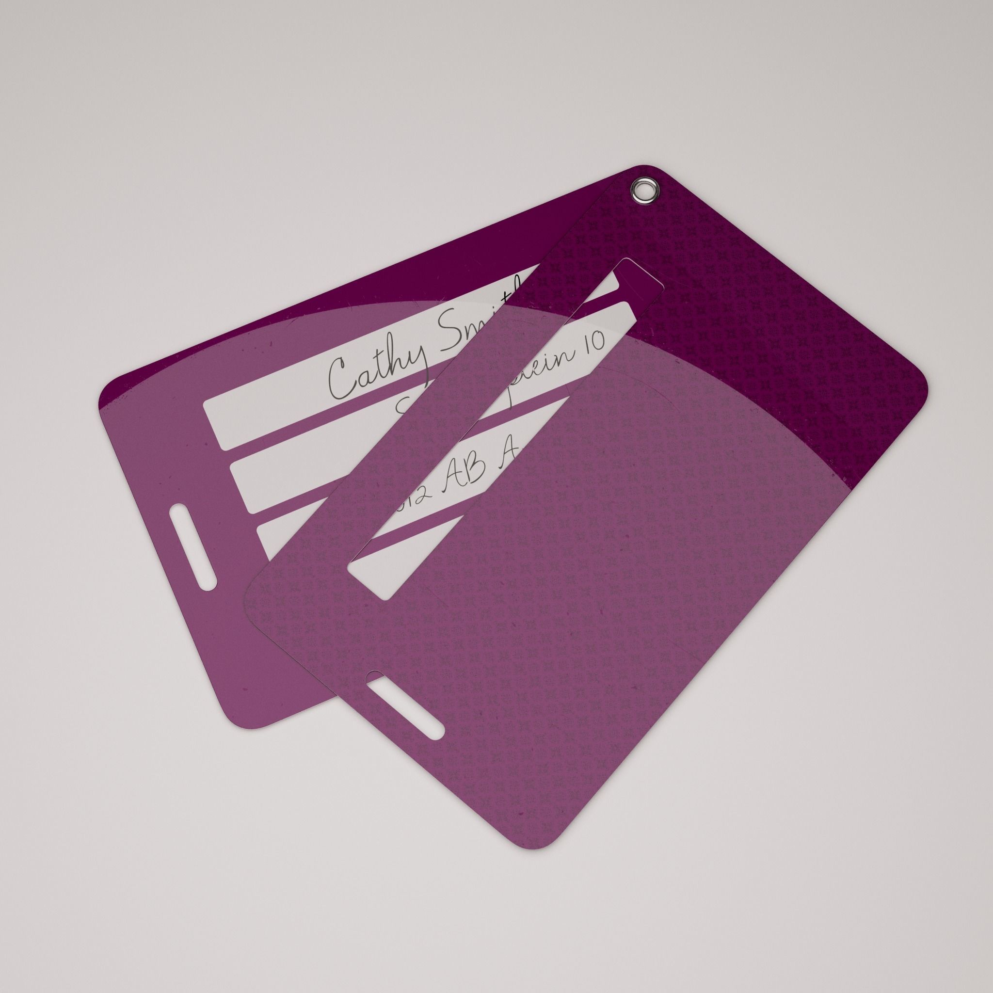 Plastic luggage tag Low-poly 3D model_8