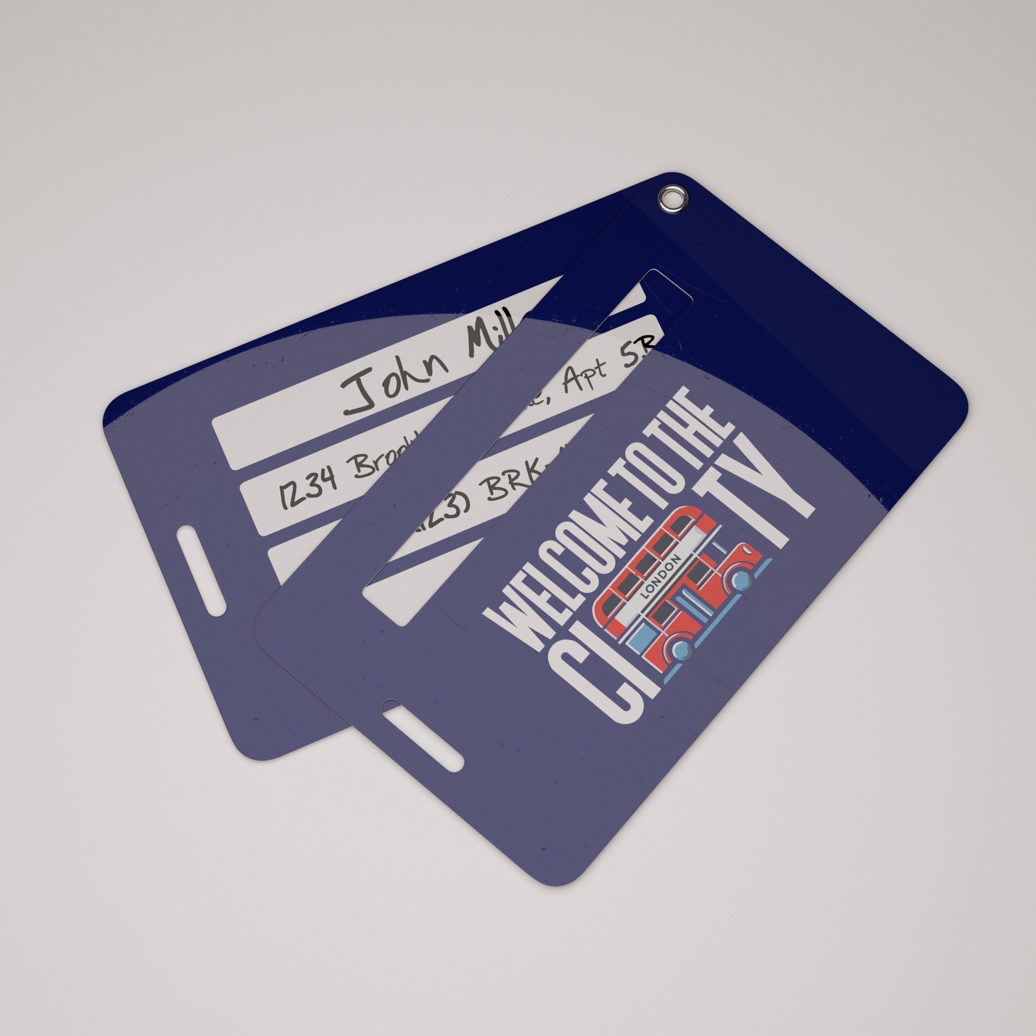Plastic luggage tag Low-poly 3D model_35