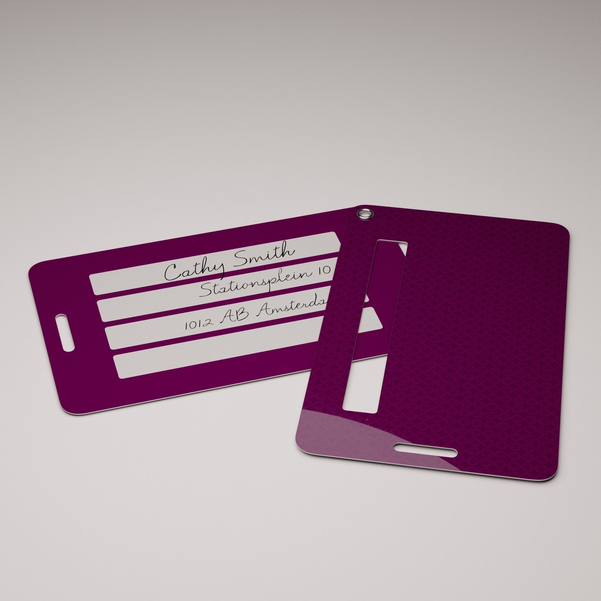 Plastic luggage tag Low-poly 3D model_13