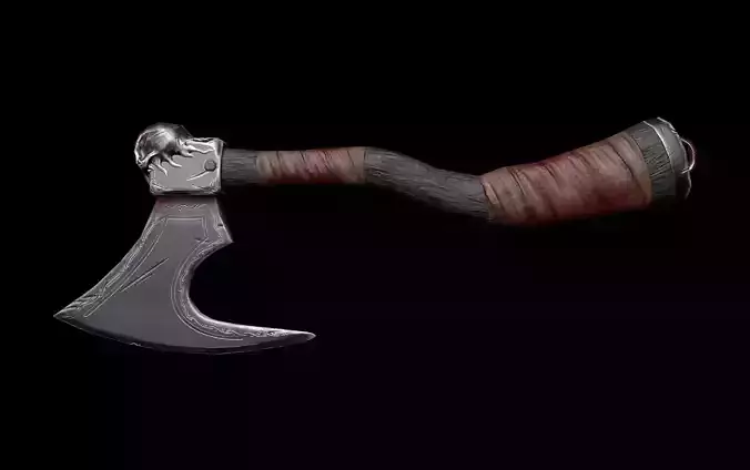 Skull themed barbarian battle axe low poly Low poly 3D model