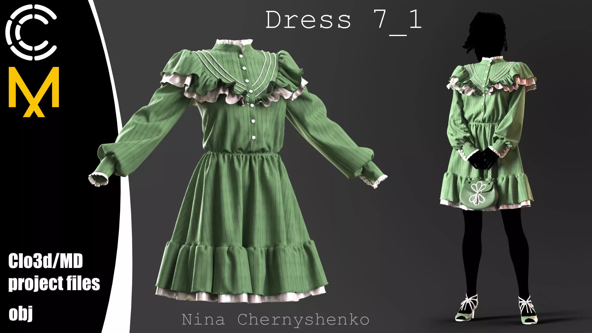 Dress 7-1 - Marvelous Designer project and OB 3D model