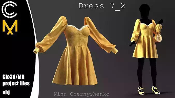 Dress 7-2 - Marvelous Designer project and OBJ