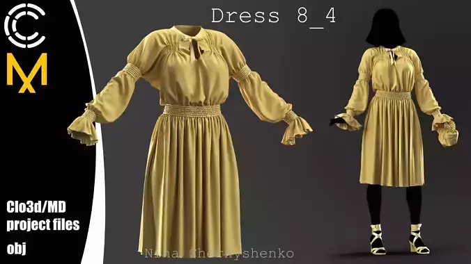 Dress 8-4 - Marvelous Designer project and OBJ