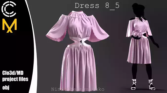Dress 8-5 - Marvelous Designer project and OBJ