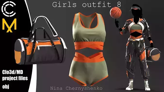 Girls outfit 8 - Marvelous Designer project and OBJ
