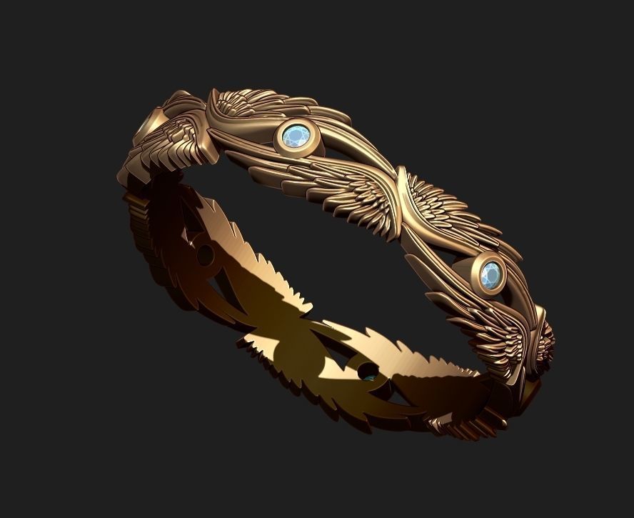 AN ELVEN RING WITH STONES 3D print model_3