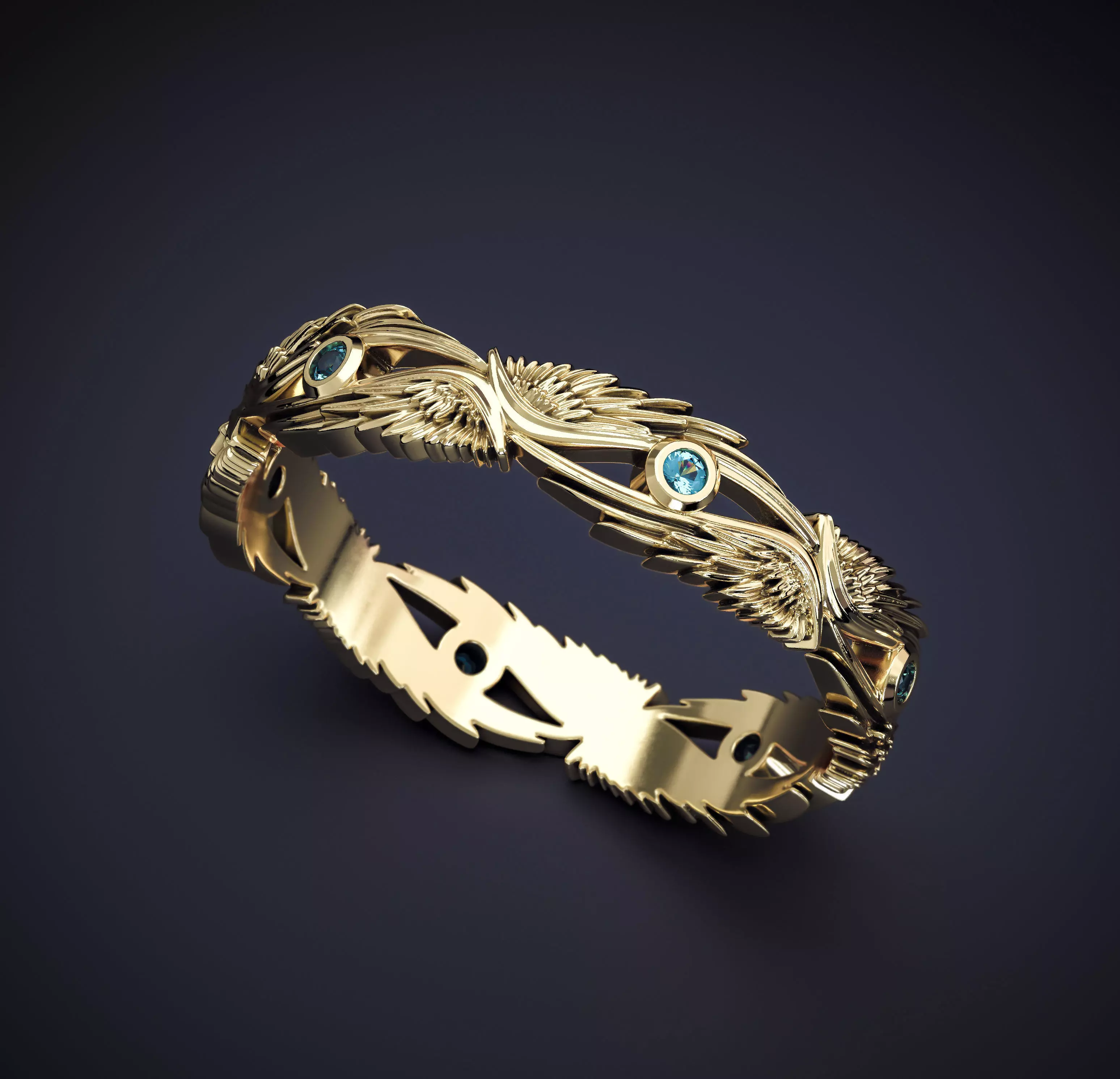 AN ELVEN RING WITH STONES 3D print model_0