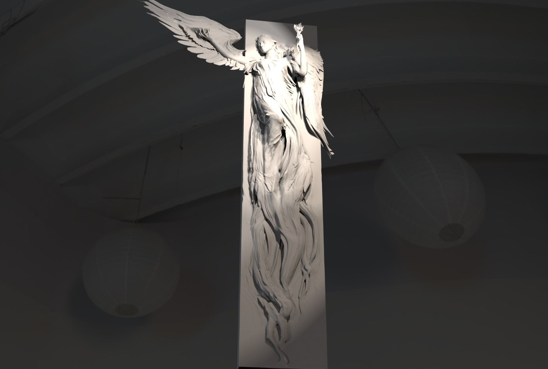Grand Angel art Sculpture for print 3D model_1