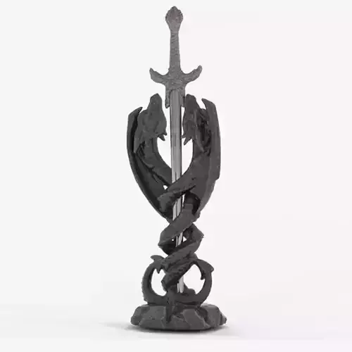 Ebros Gift Celtic Serpent Double Dragon Holding Excalibur Sword 3D print model