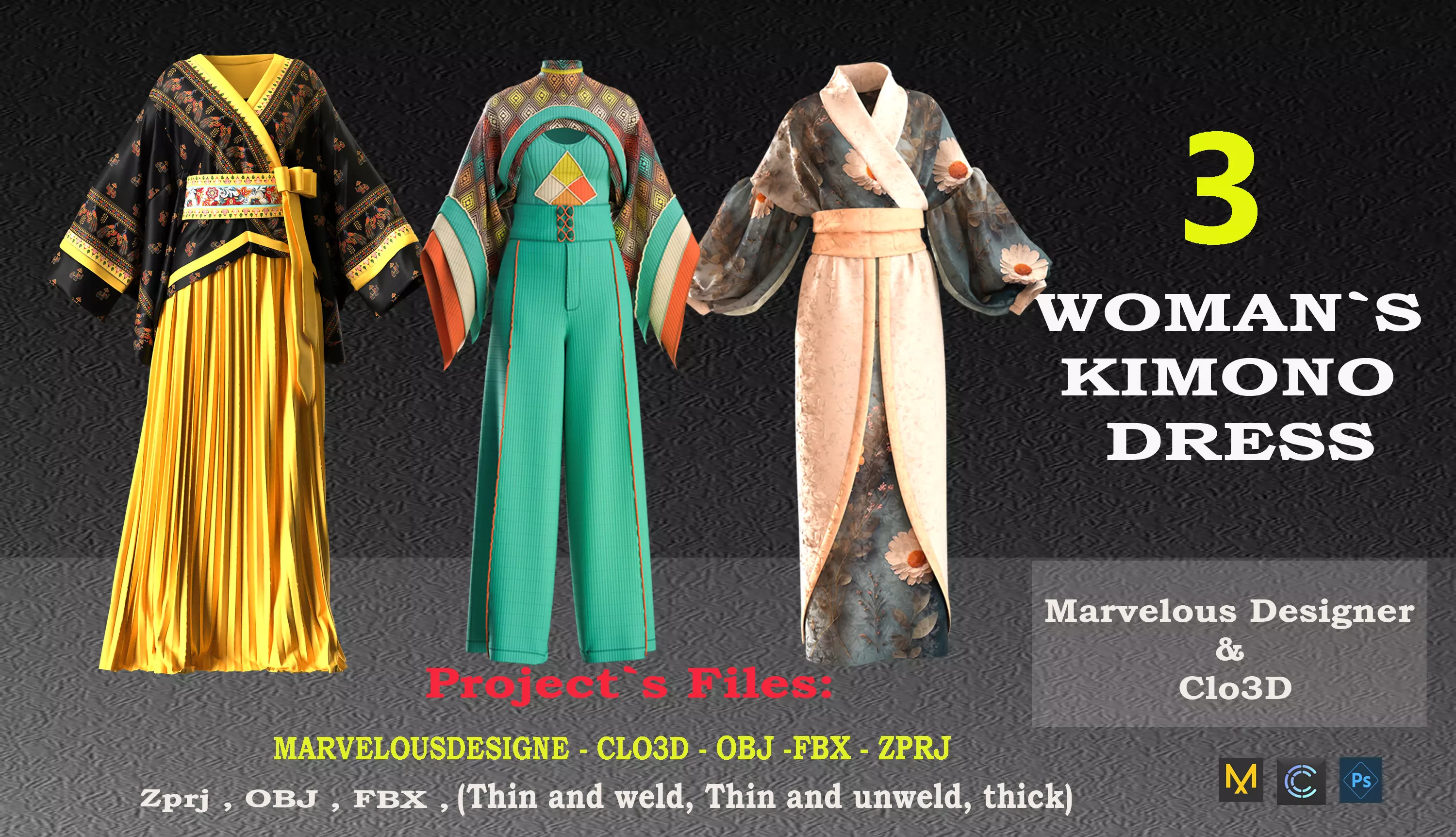 kimono woman dress 3D model