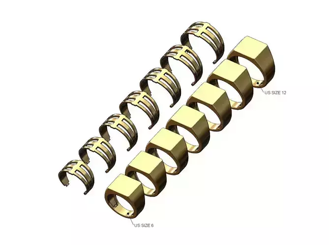 Hollow square signet ring with cover US sizes 6to12