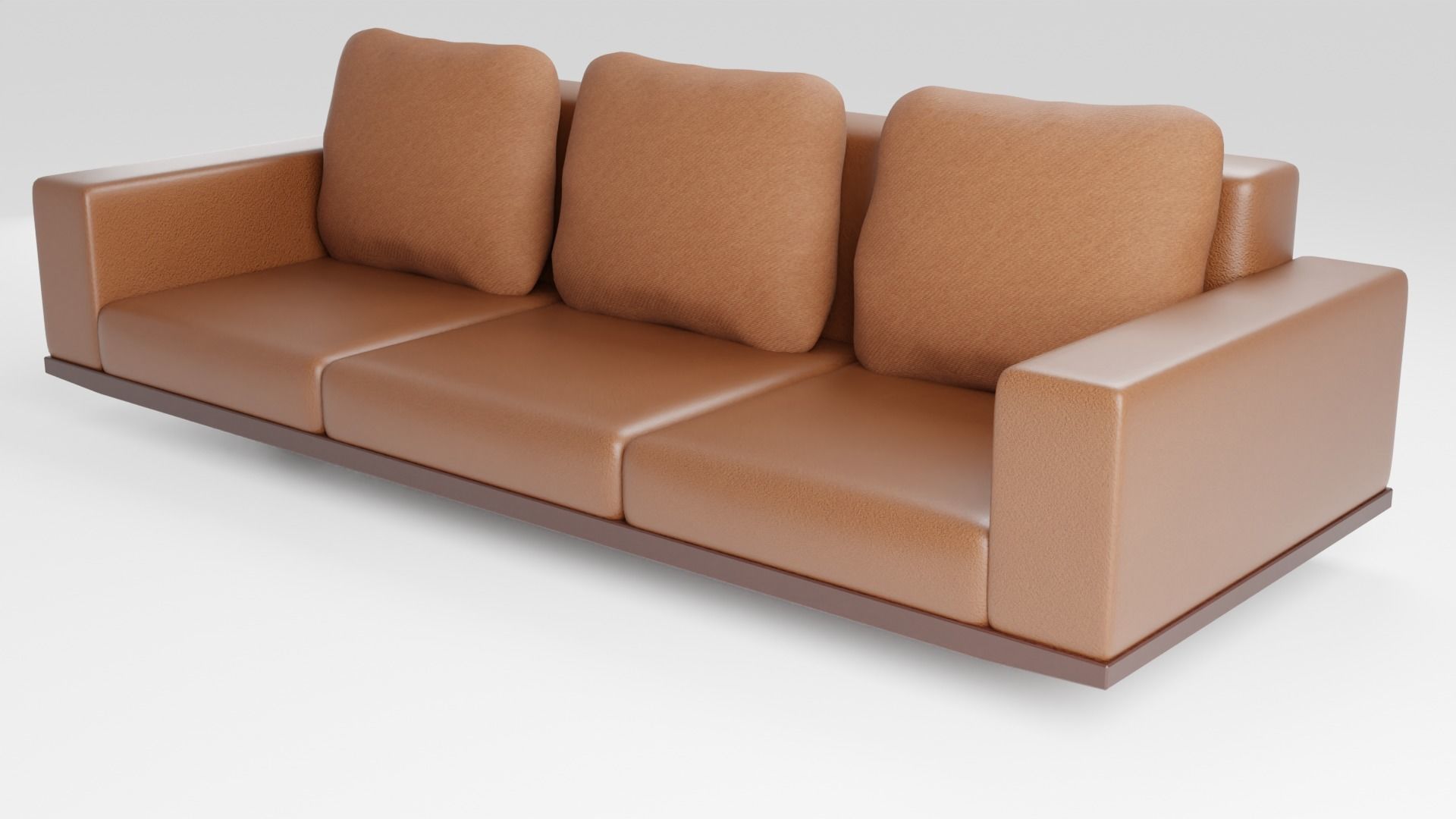 Three-seater leather sofa in a modern style in brown tones 3D model_4