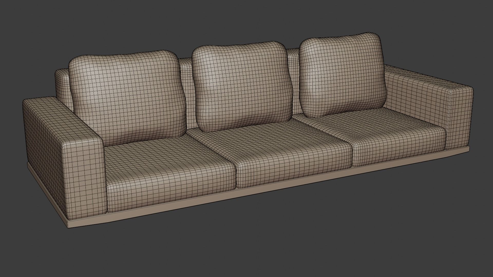 Three-seater leather sofa in a modern style in brown tones 3D model_6