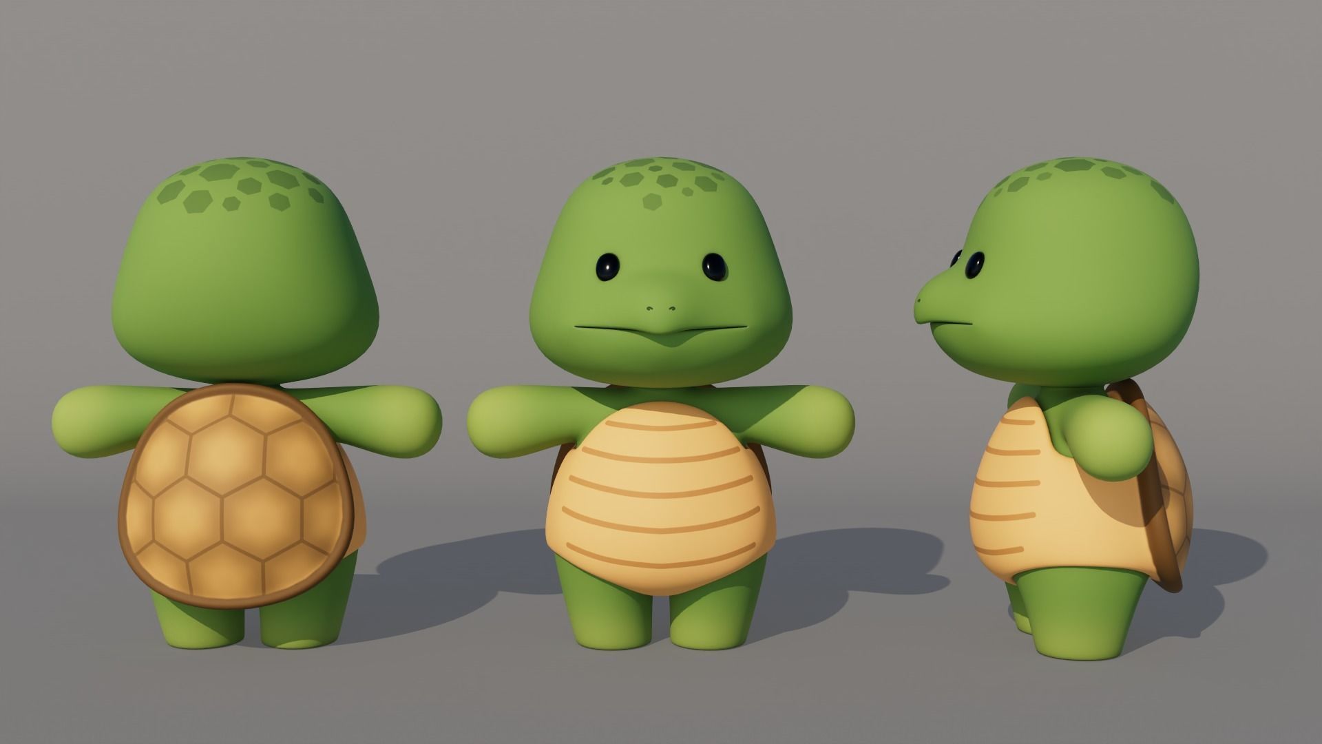Rigged Cartoon Turtles Low-poly 3D model_3