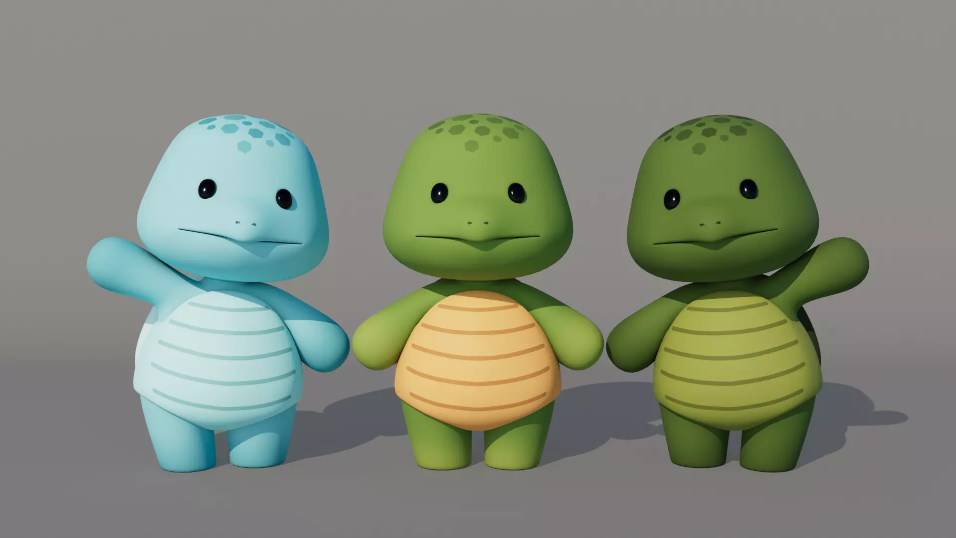 Rigged Cartoon Turtles Low-poly 3D model_0