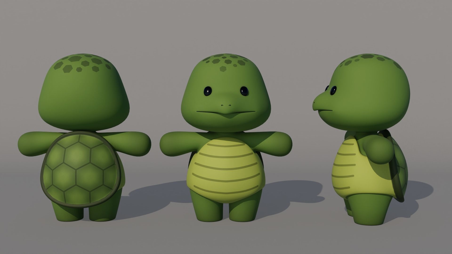 Rigged Cartoon Turtles Low-poly 3D model_2