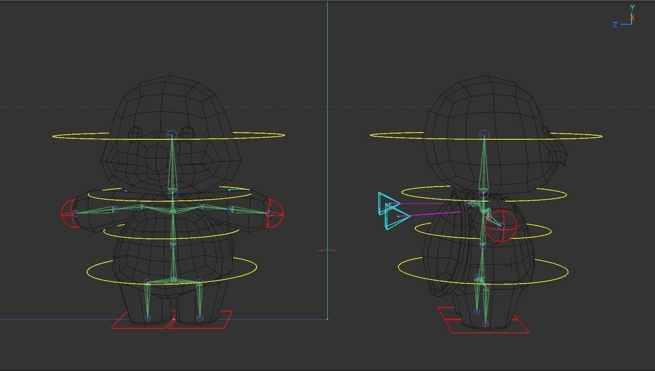 Rigged Cartoon Turtles Low-poly 3D model_7