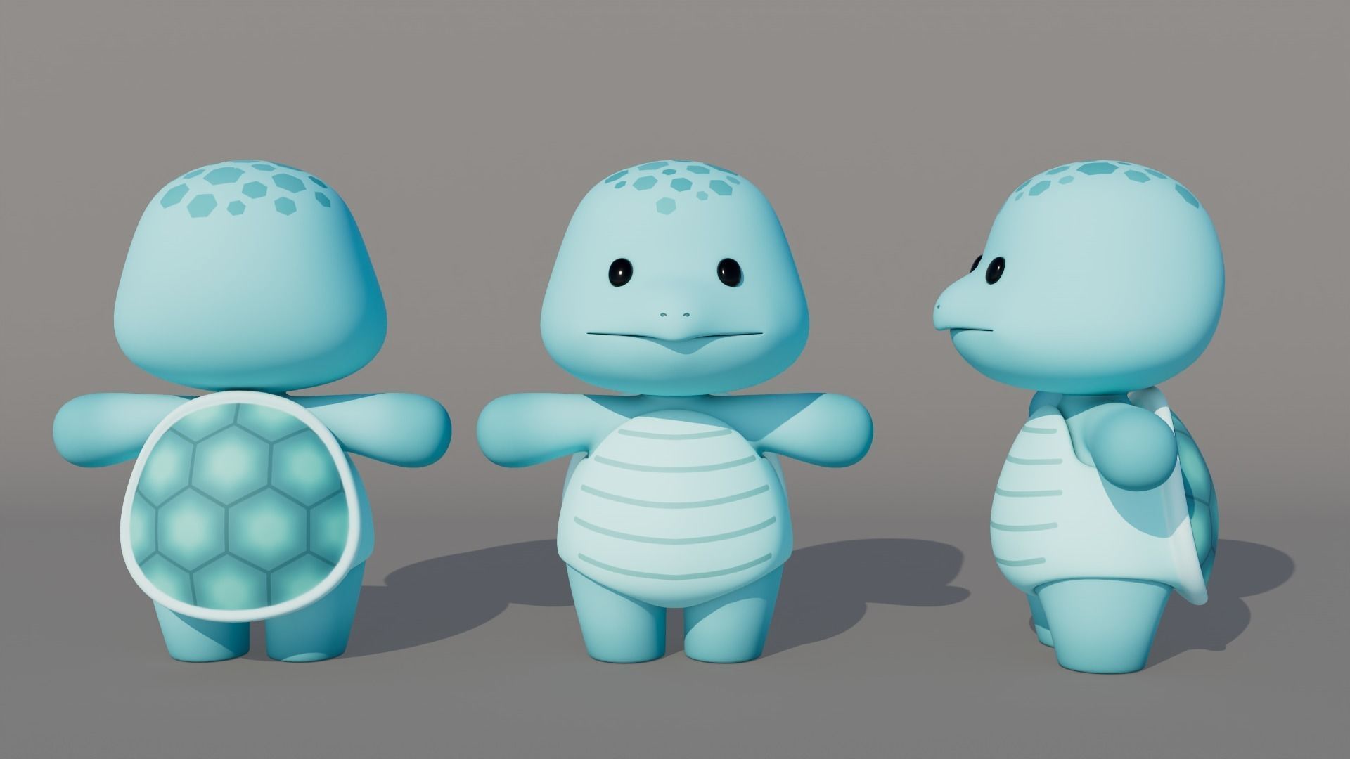 Rigged Cartoon Turtles Low-poly 3D model_4