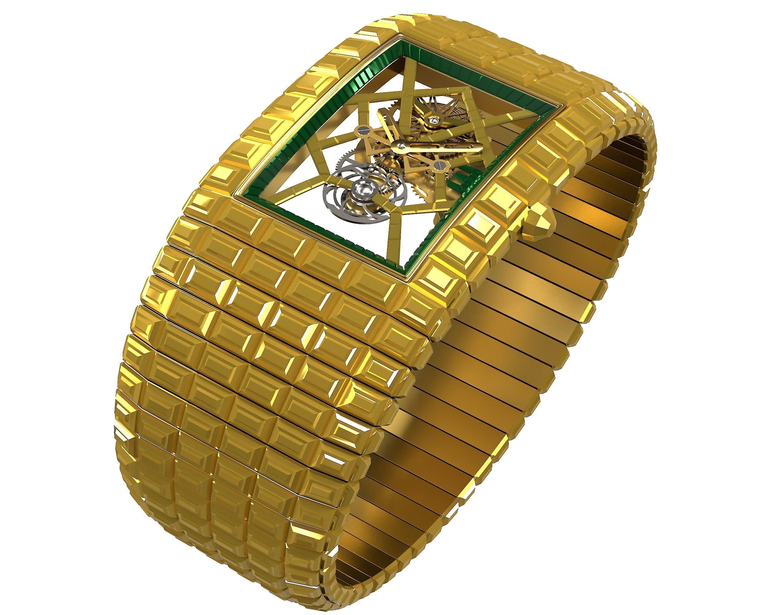 Jacob and Co Billionaire III Emerald Low-poly 3D model_10