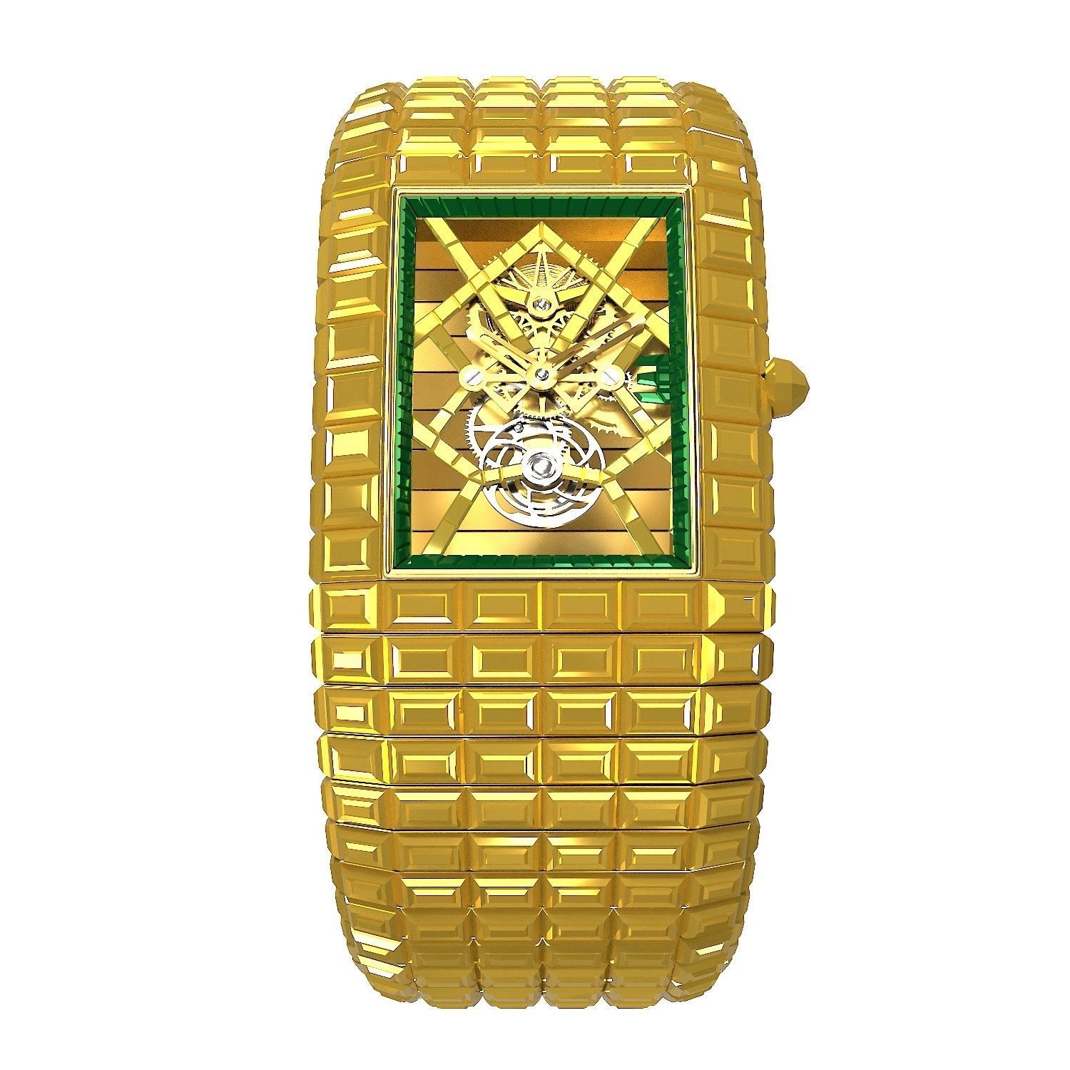 Jacob and Co Billionaire III Emerald Low-poly 3D model_3