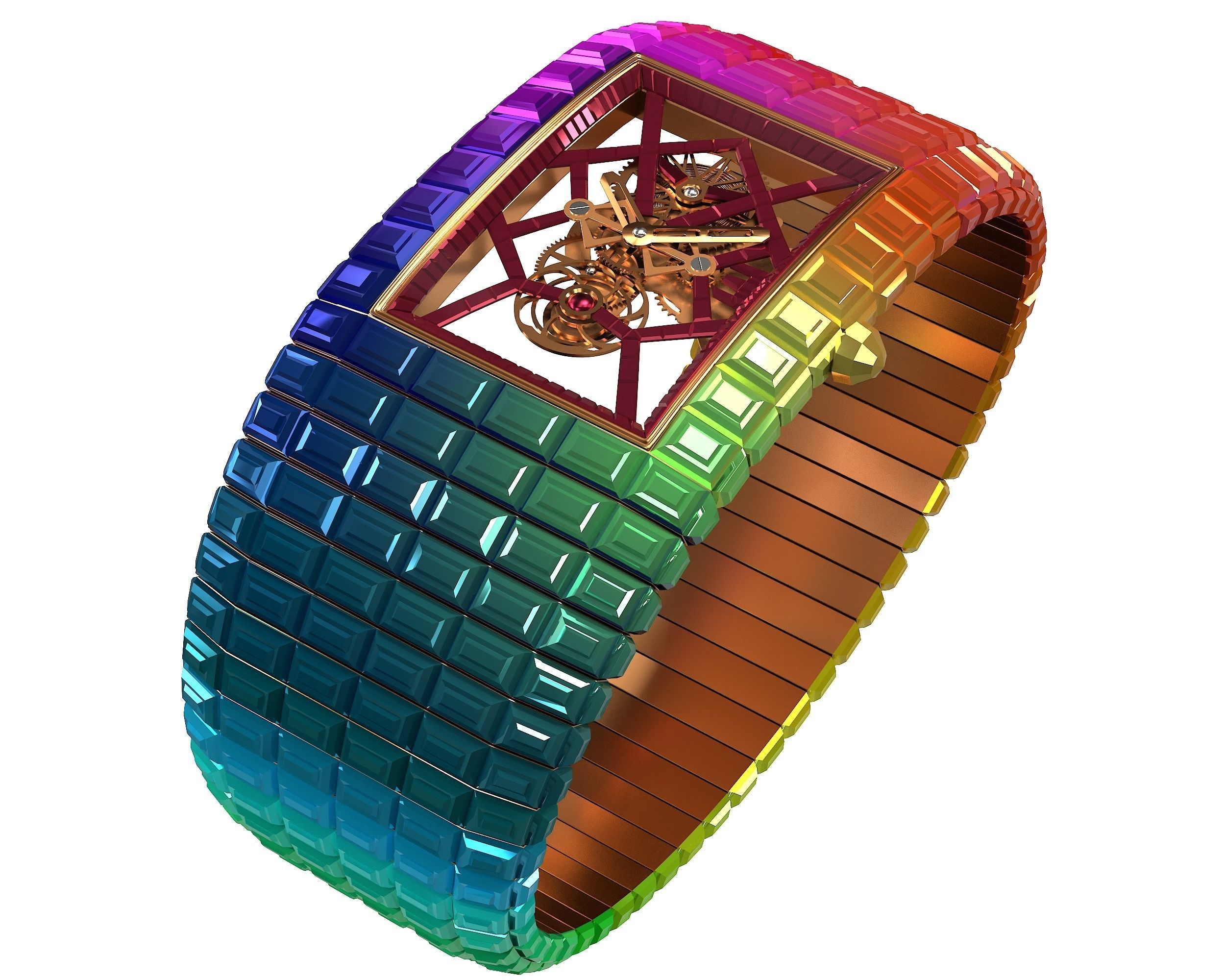 Jacob and Co Billionaire III Emerald Low-poly 3D model_7