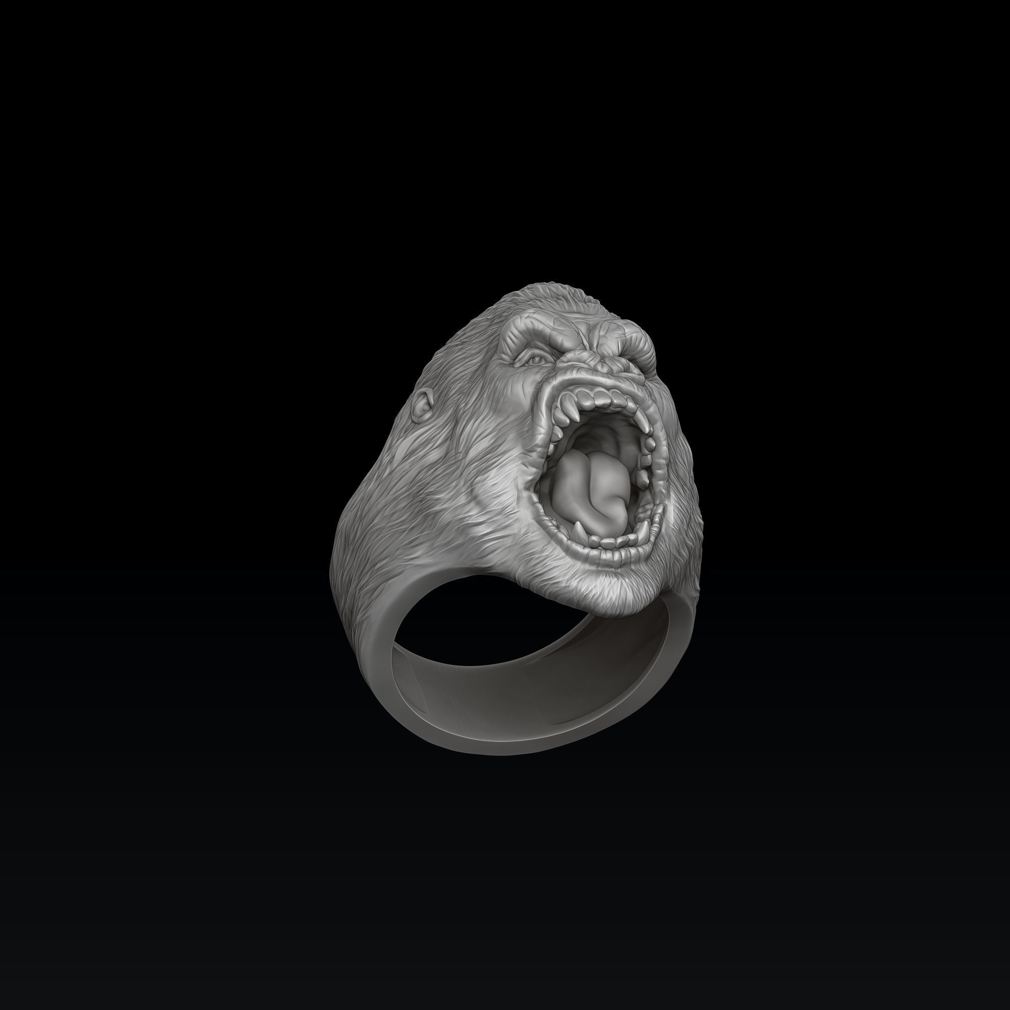 Gorilla Head Ring V2 3D print model_6