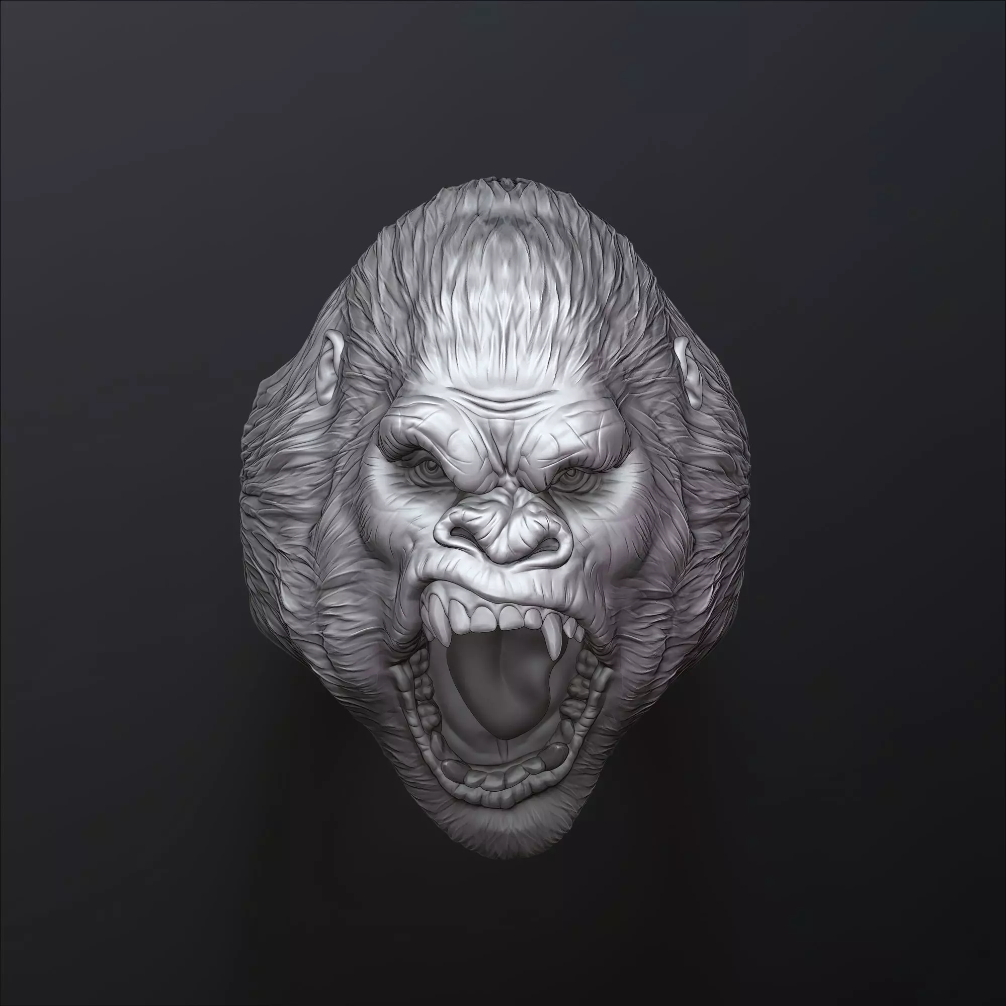 Gorilla Head Ring V2 3D print model_0