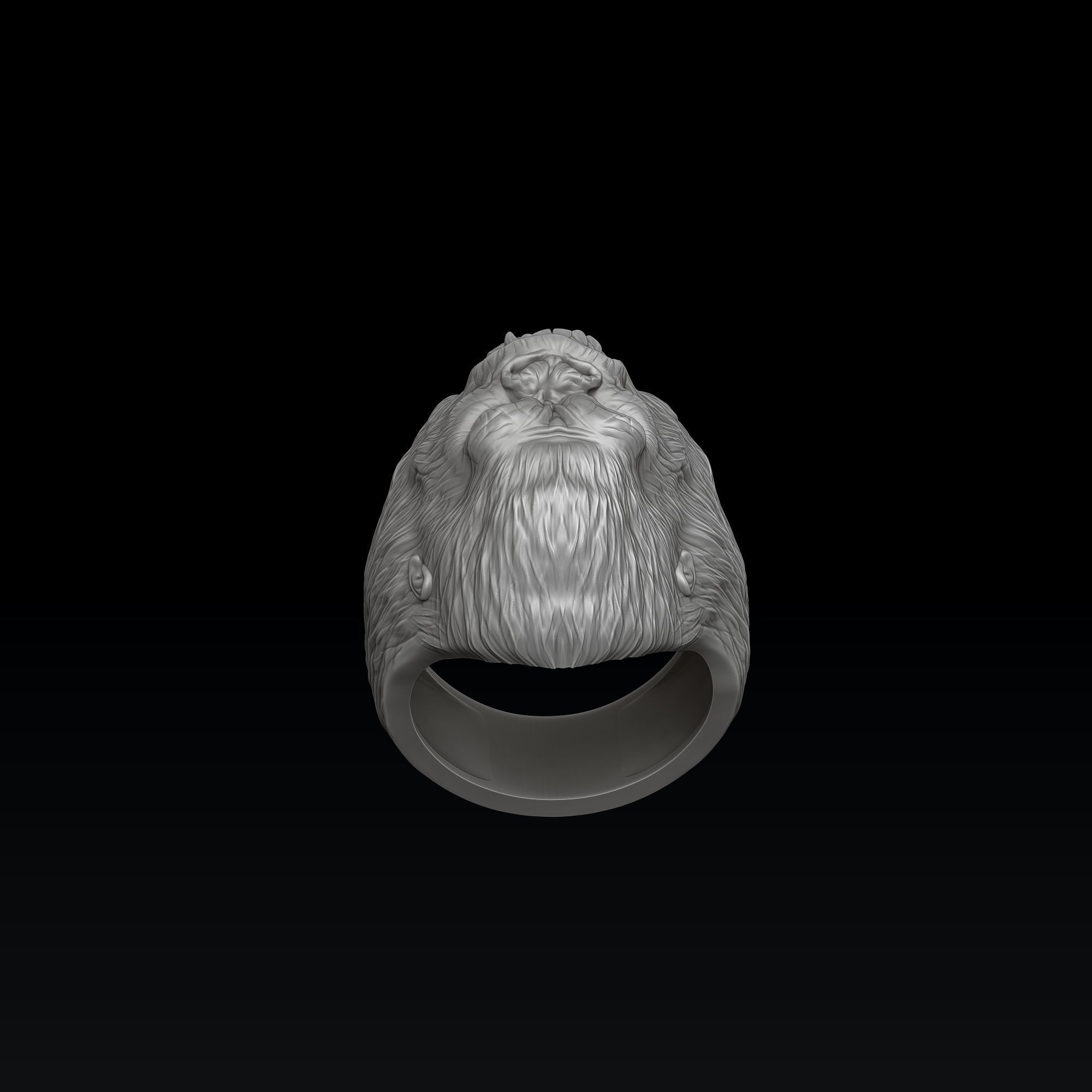 Gorilla Head Ring V2 3D print model_5