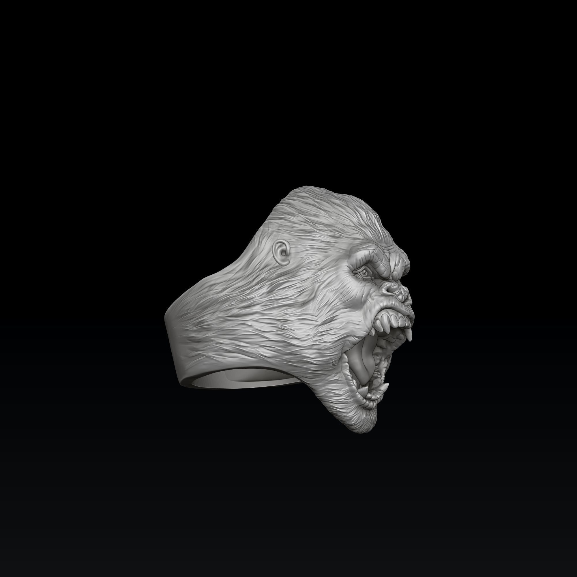 Gorilla Head Ring V2 3D print model_2