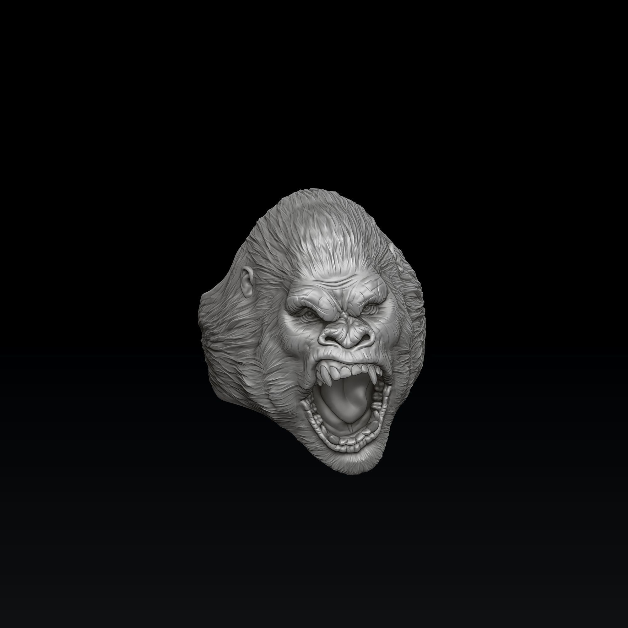 Gorilla Head Ring V2 3D print model_7