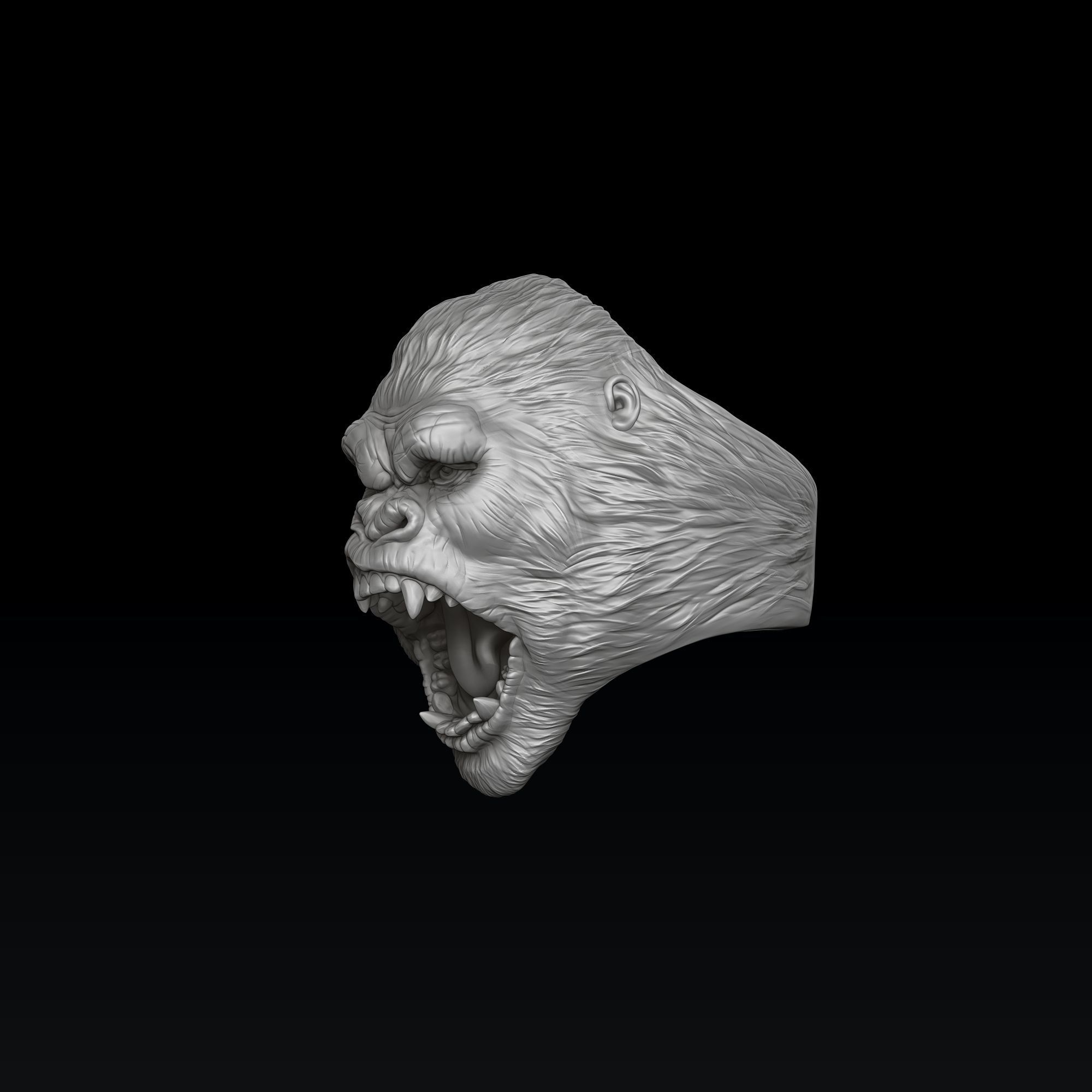 Gorilla Head Ring V2 3D print model_1