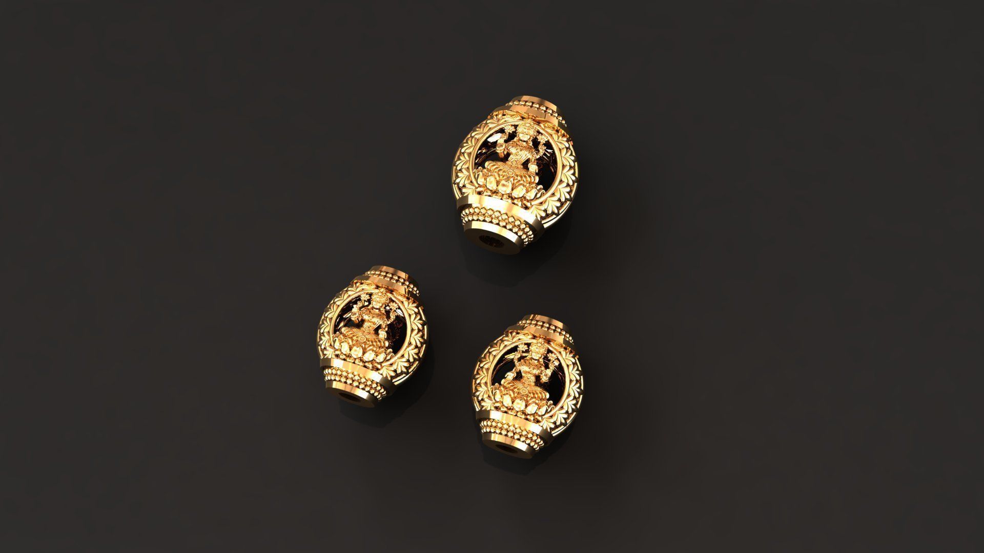 laxmi pendant earing gold 3D print model_2