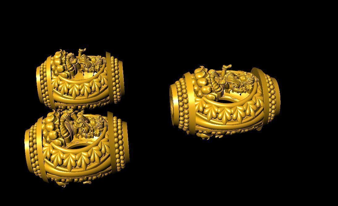 laxmi pendant earing gold 3D print model_1