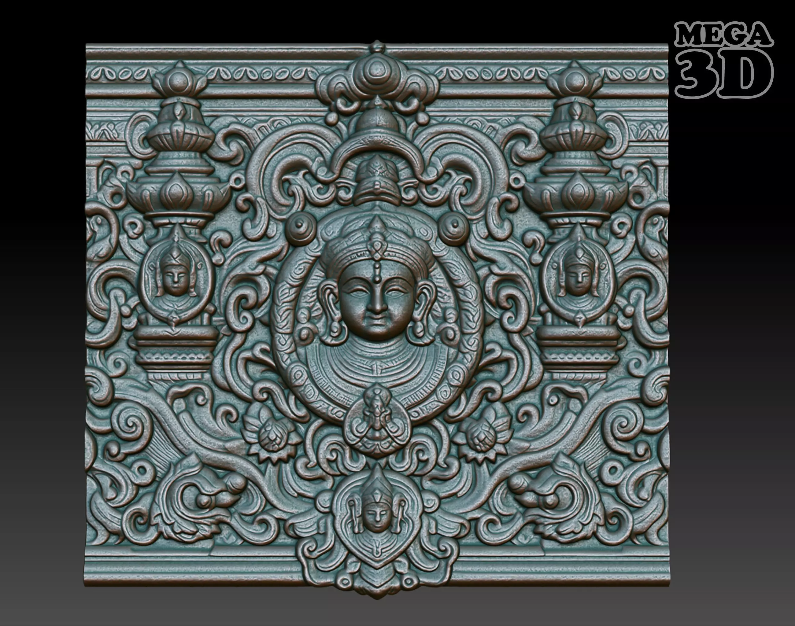 Indian Temple Wall basrelief 06 240613 3D print model_0