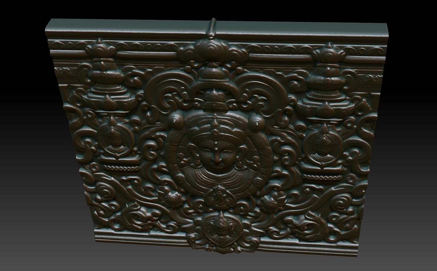 Indian Temple Wall basrelief 06 240613 3D print model_3