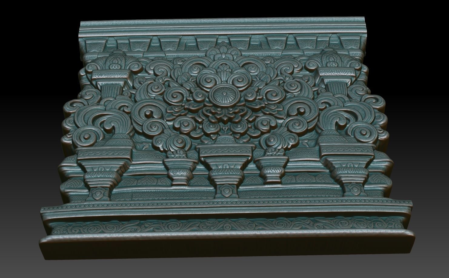 Indian Temple Wall basrelief 04 240613 3D print model_4