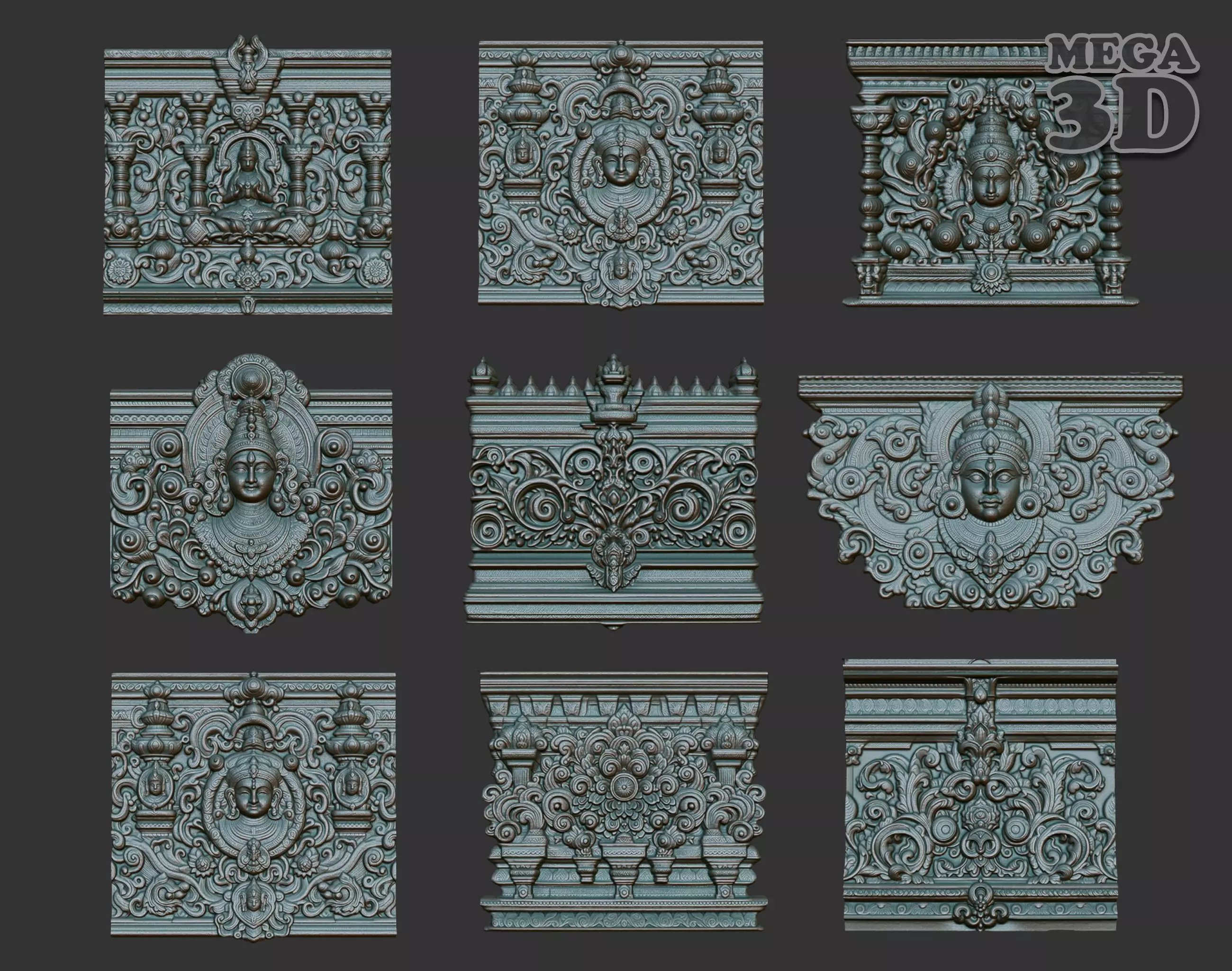 Indian Temple Wall basrelief Pack 240613 3D Model Collection_0