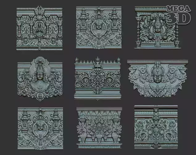 Indian Temple Wall basrelief Pack 240613 3D Model Collection