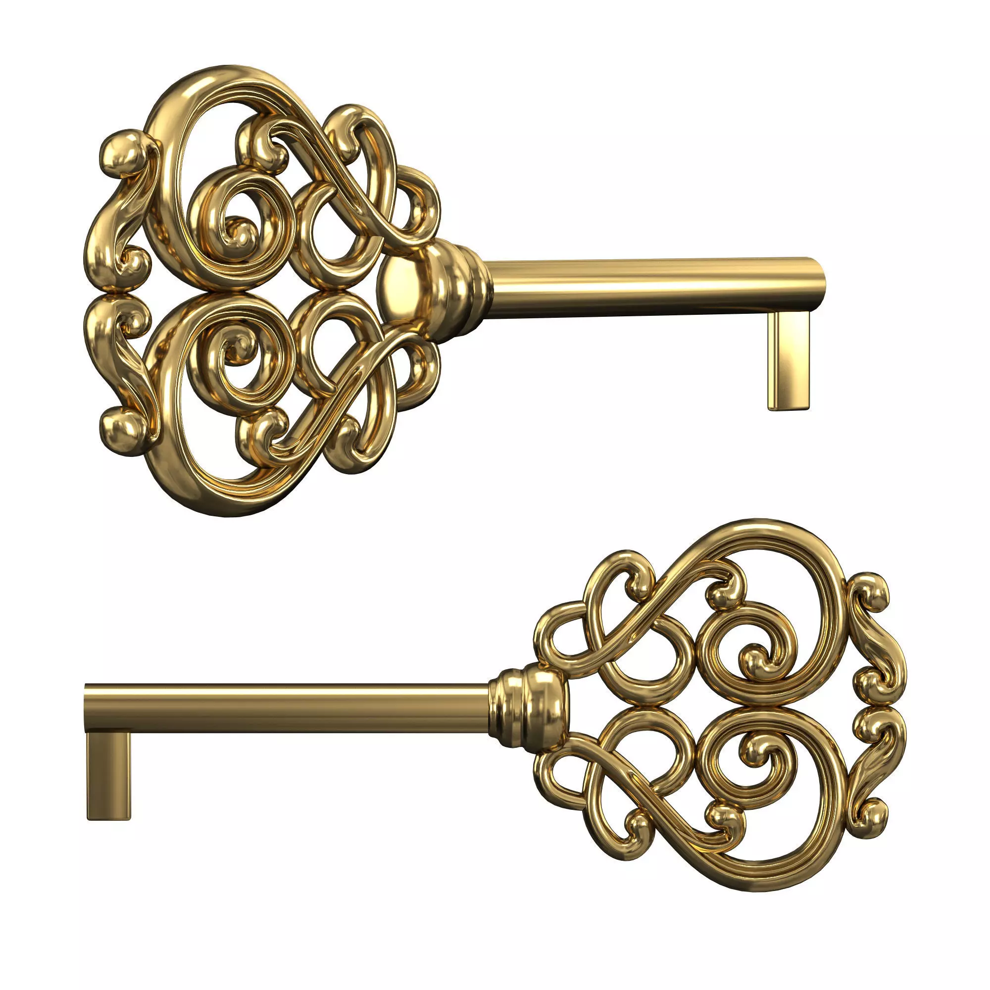 Golden key Pinocchio 3D model_0