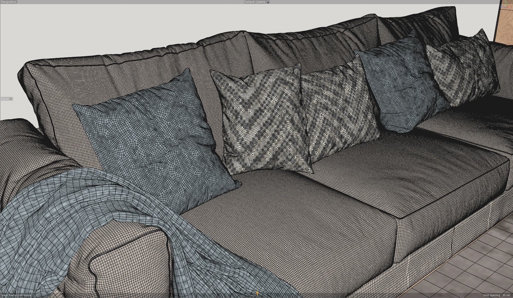 Living Room Interior Scene for Cinema 4D and Redshift Render  3D model_5