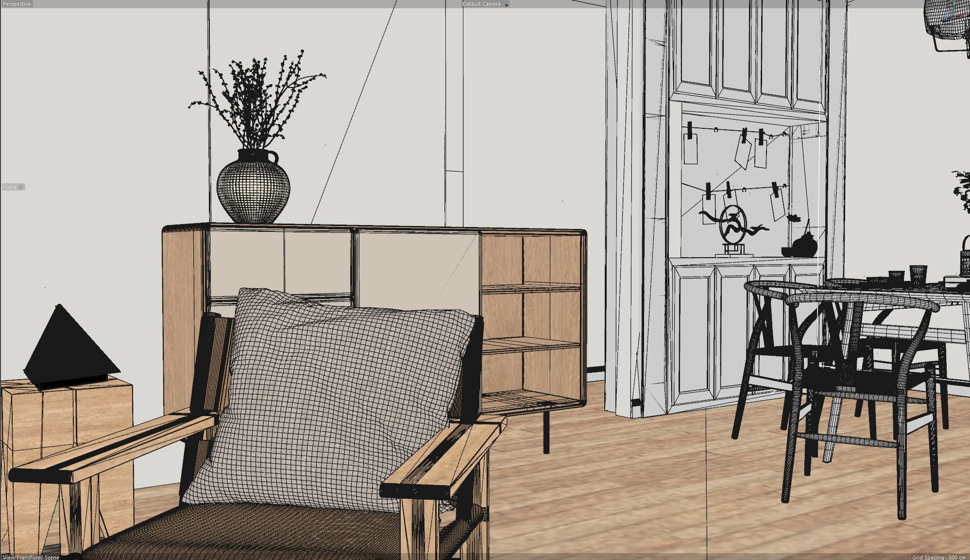 Living Room Interior Scene for Cinema 4D and Redshift Render  3D model_8