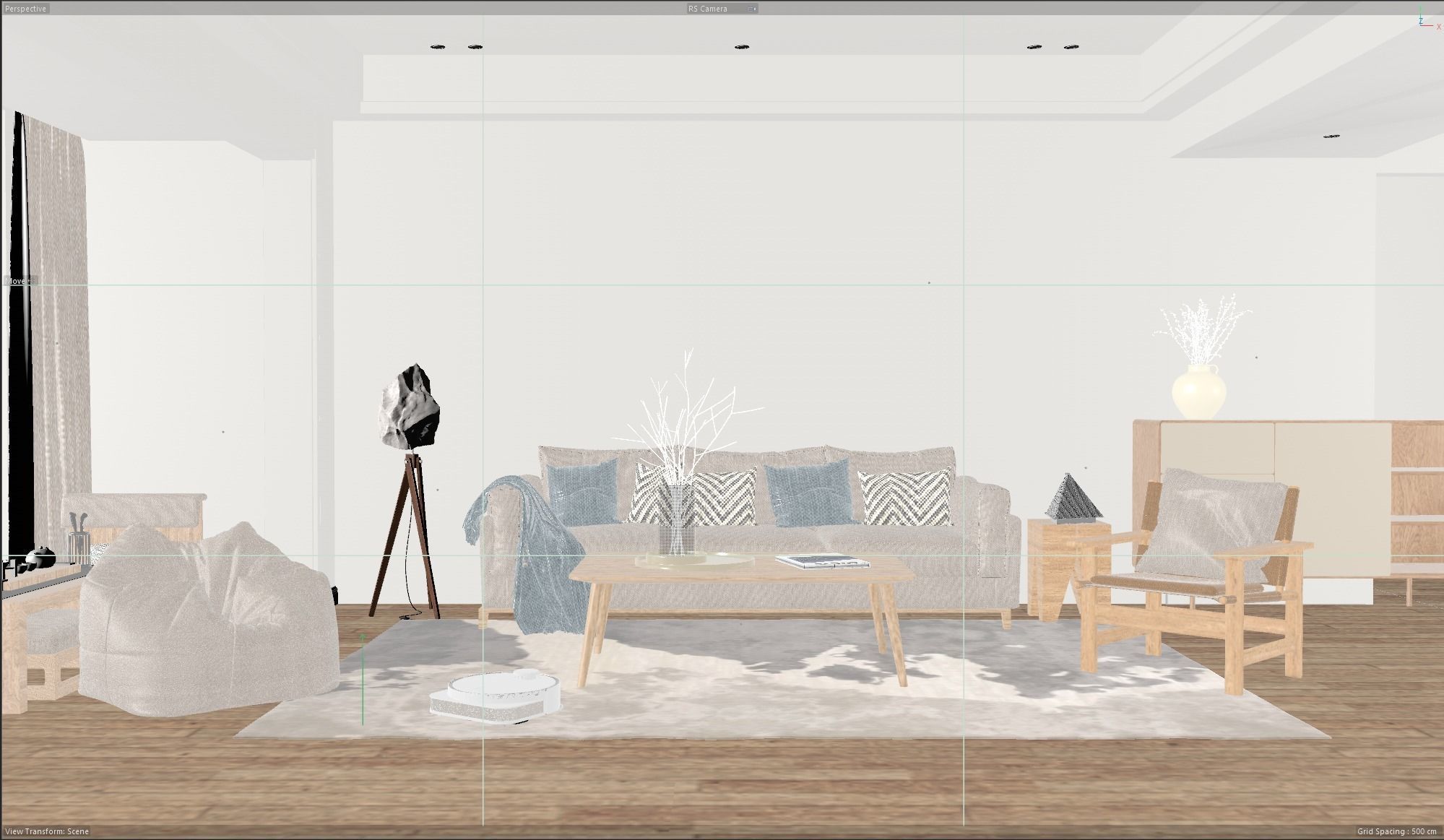 Living Room Interior Scene for Cinema 4D and Redshift Render  3D model_2