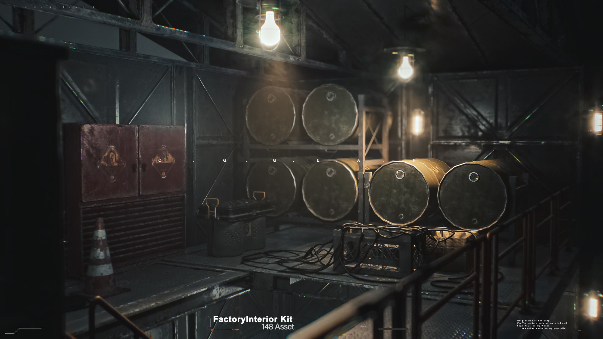 Modular Factory interior Kit Low-poly 3D model_5