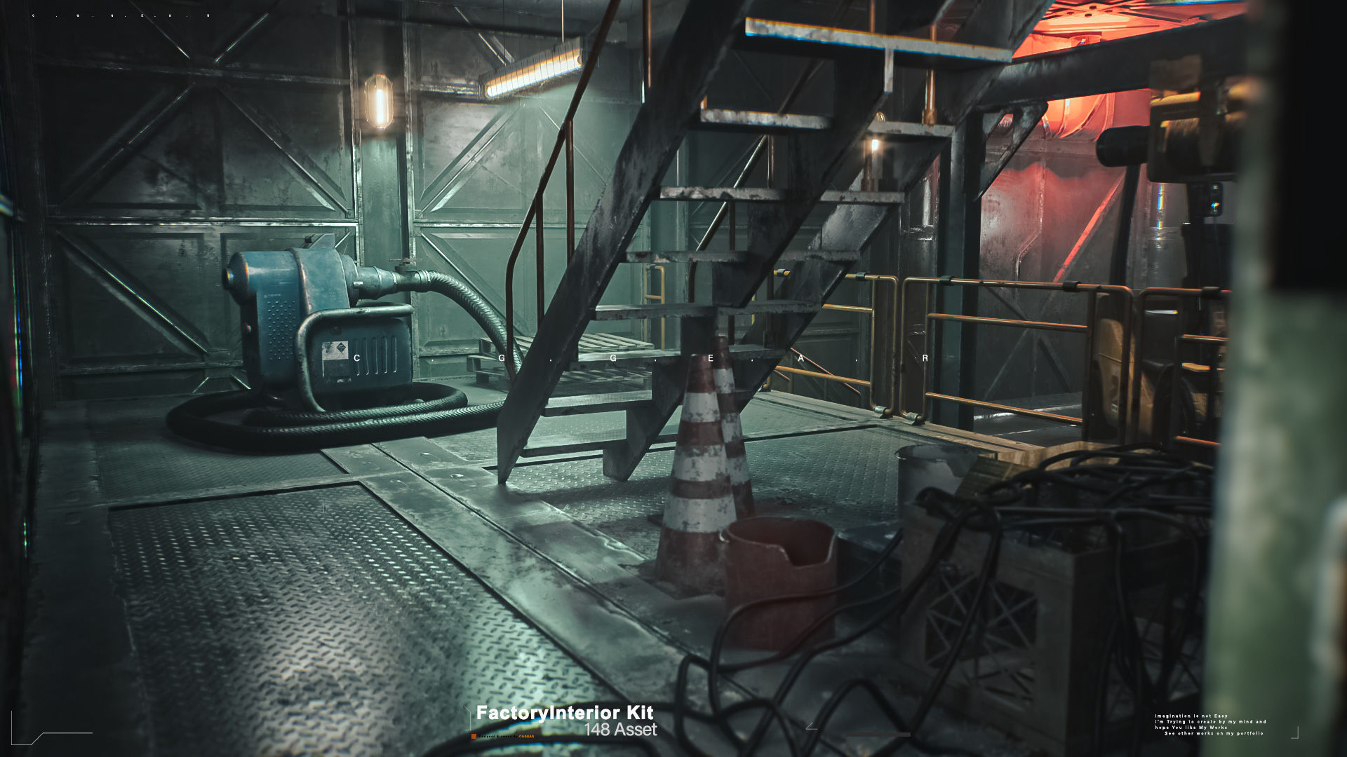 Modular Factory interior Kit Low-poly 3D model_4