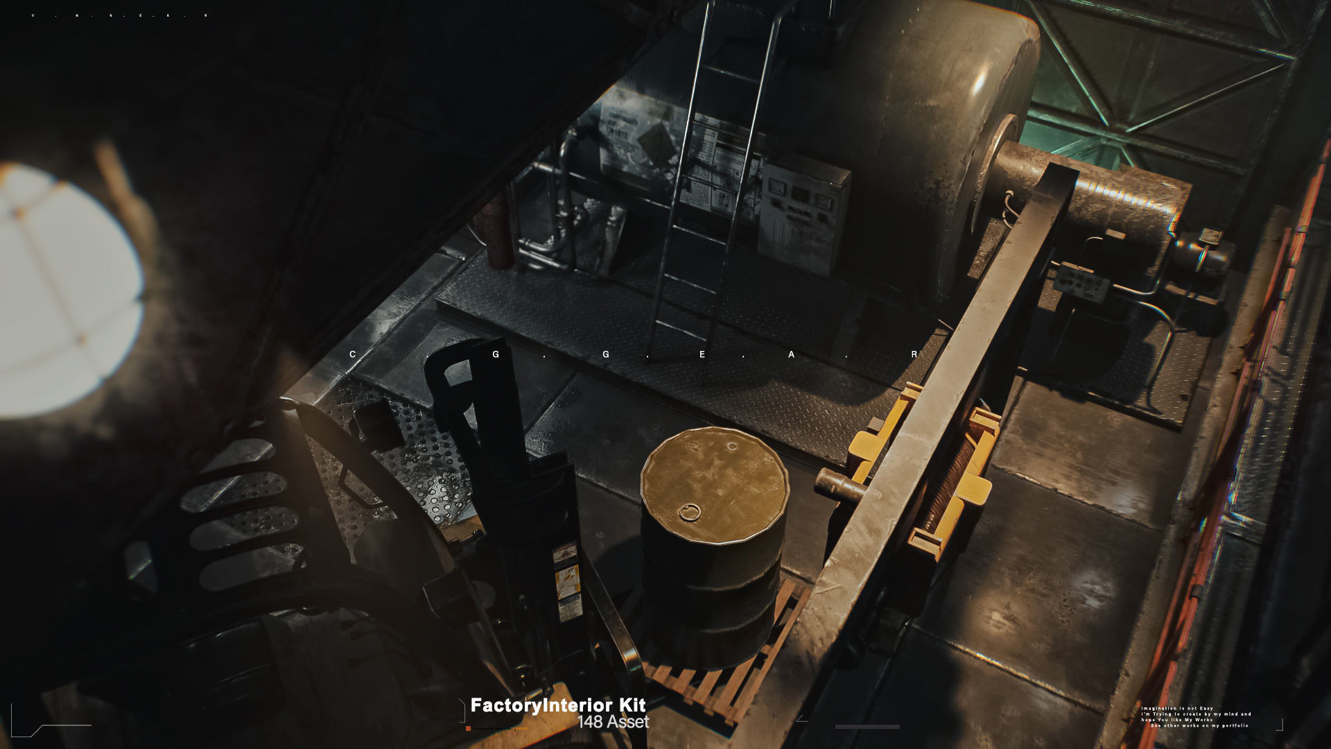 Modular Factory interior Kit Low-poly 3D model_6