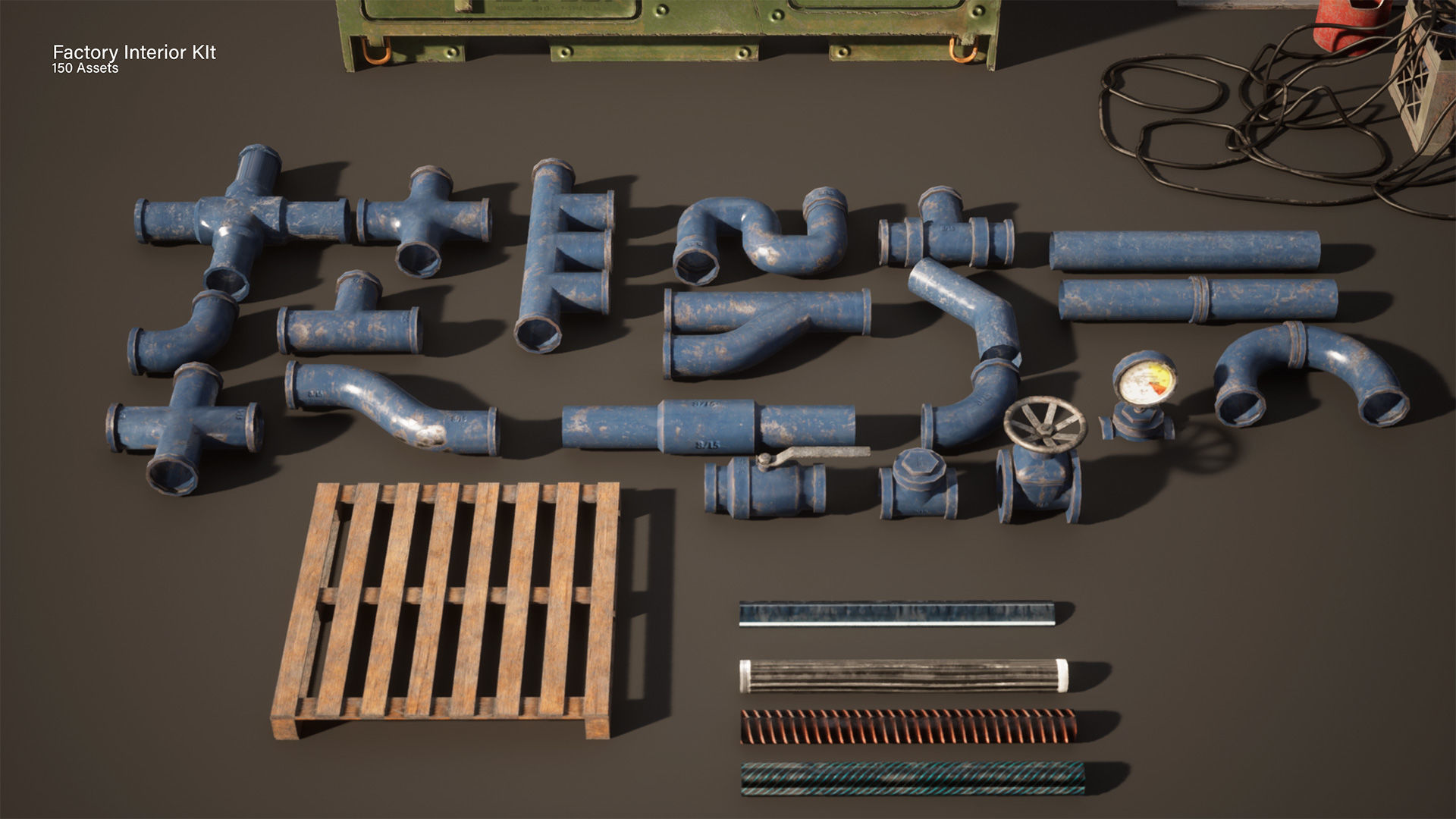 Modular Factory interior Kit Low-poly 3D model_16